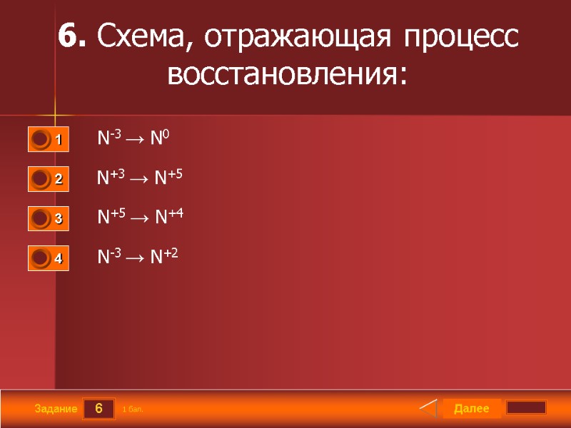 6 Задание 6. Схема, отражающая процесс восстановления:    N-3 → N0 